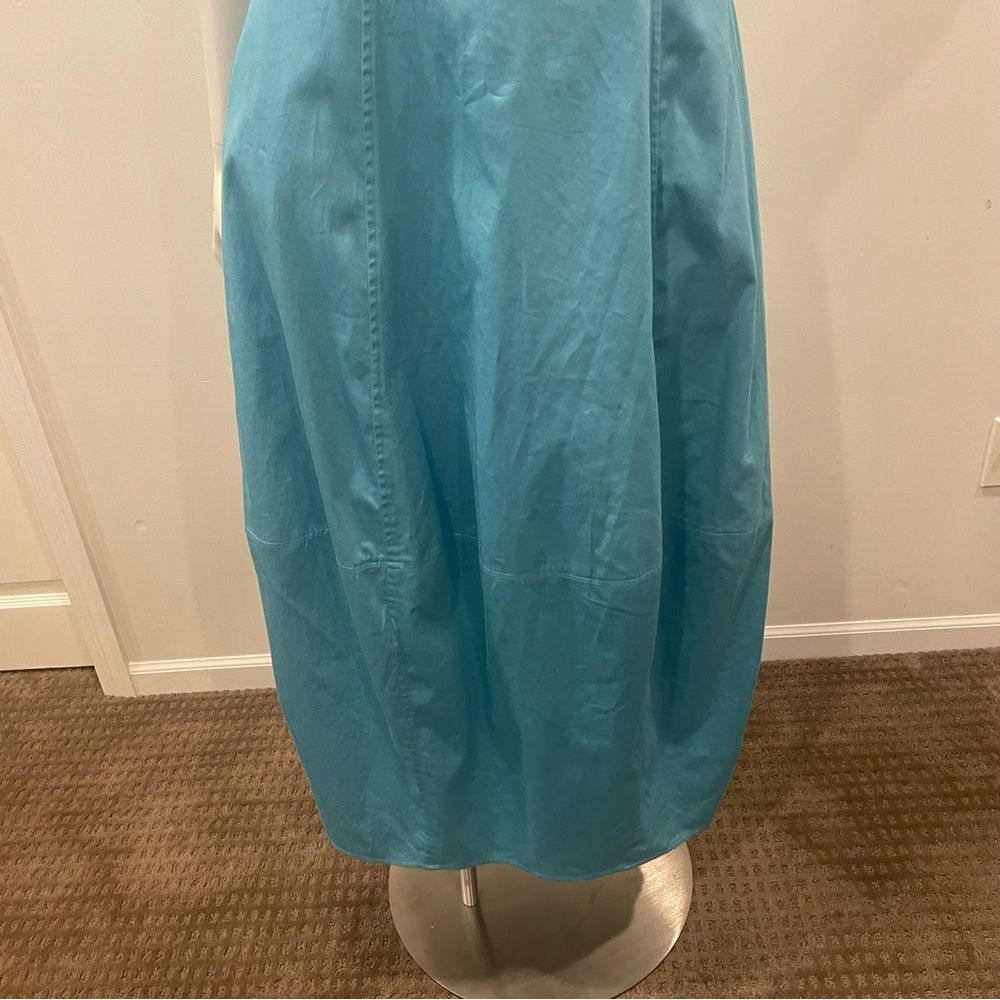 NWT CULT GAIA Chiara Sleeveless Blue Cotton-Blend Plunge Bubble Skirt Midi Dress - Picture 11 of 15